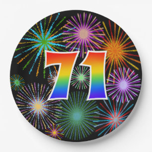 71st Event - Fun, Colourful, Bold, Rainbow 71 Paper Plate