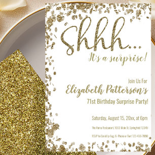 71st Surprise Birthday Party Gold Invitation