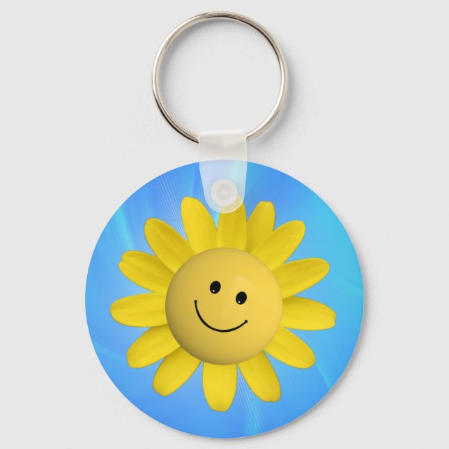720227 HAPPY SUN FLOWER SMILIE FACE CARTOON GRAPHI KEY RING (Front)