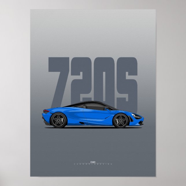 720S Supercar Poster – Blue (Front)