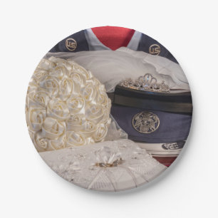 7263-Military Wedding w/Uniform & Bouquet Paper Plate