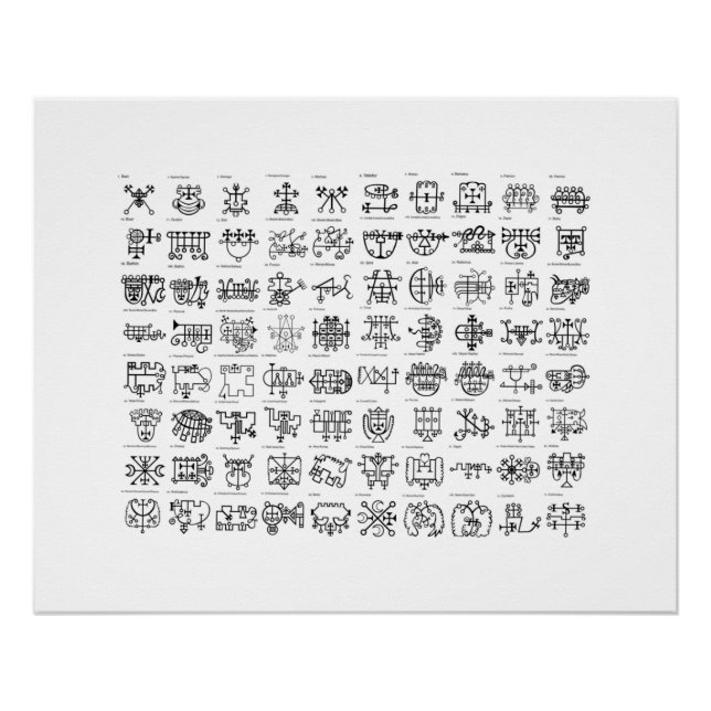 72 Goetia Sigils Wall Witchcraft Demonology Magick Poster (Front)