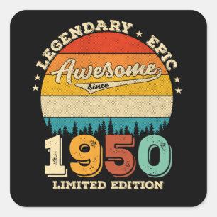72 Year Old Awesome Since 1950 72nd Birthday Gift Square Sticker