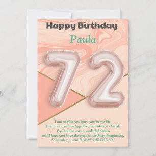 72 year old girls Happy Birthday card