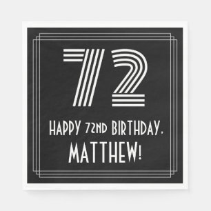 72nd Birthday: Art Deco Inspired Look "72" + Name Napkin