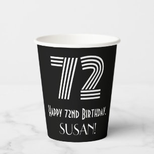 72nd Birthday — Art Deco Inspired Look “72” Paper Cups