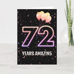 72nd Birthday Balloons and Confetti Card