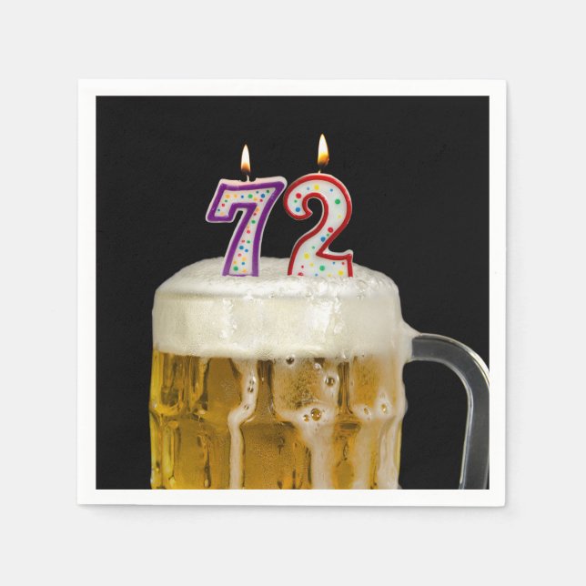 72nd Birthday Beer on black Napkin (Front)