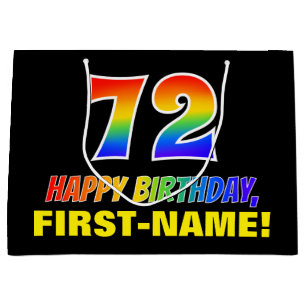 72nd Birthday: Bold, Fun, Simple, Rainbow 72 Large Gift Bag