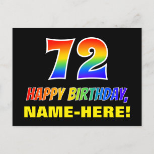 72nd Birthday: Bold, Fun, Simple, Rainbow 72 Postcard