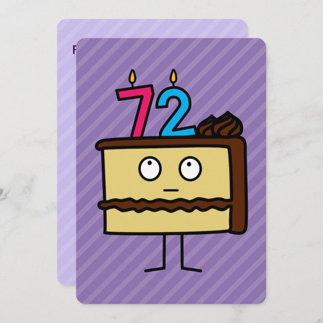 72nd Birthday Cake with Candles Invitation (Front/Back)