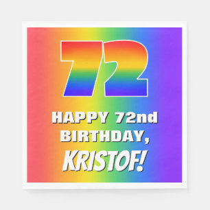 72nd Birthday: Colourful, Fun Rainbow Pattern # 72 Napkin