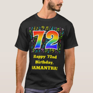 72nd Birthday: Colourful Music Symbols, Rainbow 72 T-Shirt