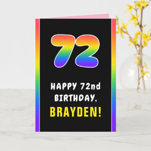 72nd Birthday: Colourful Rainbow # 72, Custom Name Card
