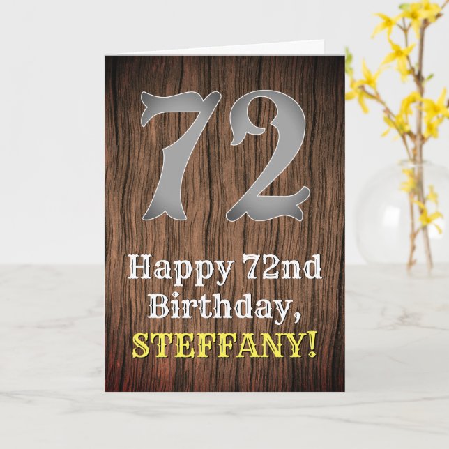 72nd Birthday: Country Western Inspired Look, Name Card (Yellow Flower)
