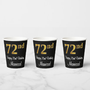 72nd Birthday - Elegant Luxurious Faux Gold Look # Paper Cups
