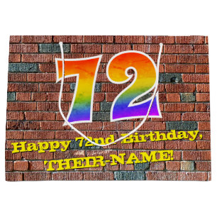 72nd Birthday: Fun, Graffiti-Inspired Rainbow # 72 Large Gift Bag