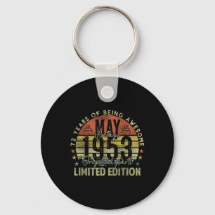72nd Birthday Gifts Vintage May 1953 72 Years Old Key Ring