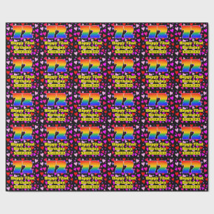 72nd Birthday: Loving Hearts Pattern, Rainbow # 72 Wrapping Paper