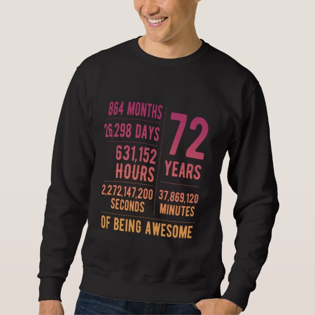 72nd Birthday Men Women Funny 72 Years Old Sweatshirt (Front)