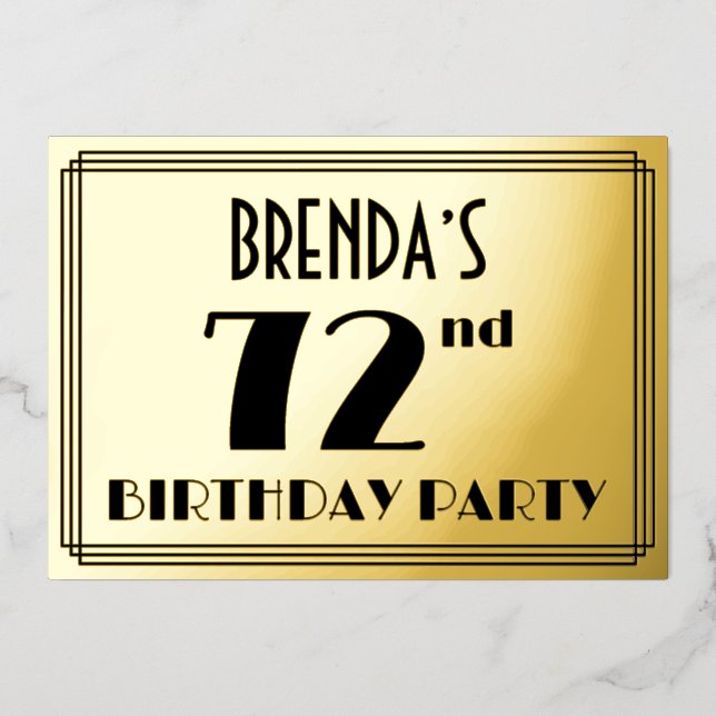 72nd Birthday Party — Art Deco Look “72” + Name (Front)