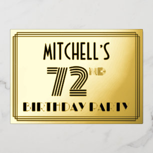 72nd Birthday Party — Art Deco Style “72” & Name