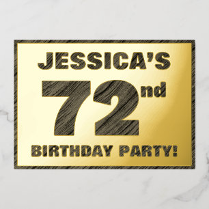 72nd Birthday Party — Bold, Faux Wood Grain Text