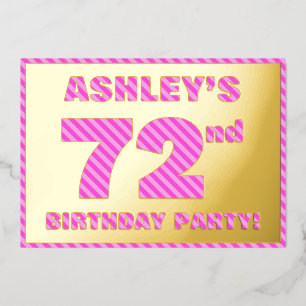 72nd Birthday Party — Bold, Fun, Pink Stripes # 72