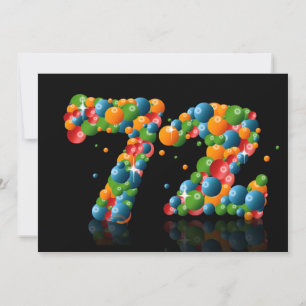 72nd Birthday party, with bubbles and balls Invitation