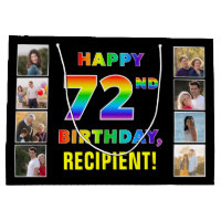 72nd Birthday: Rainbow Text, Custom Photos & Name