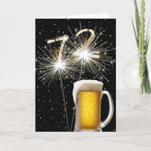 72nd Birthday Sparklers With Beer Mug Card