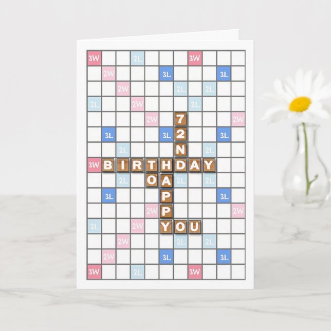 72nd Birthday, Word Game Board Card (Small Plant)