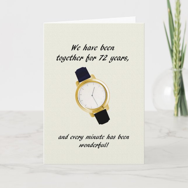 72nd Wedding Anniversary Wrist Watch Card (Front)