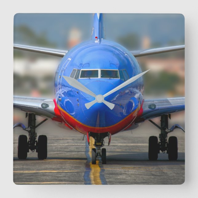 737 AIRLINER SQUARE WALL CLOCK (Front)