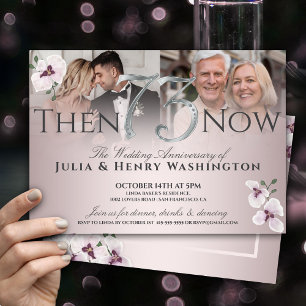73rd Anniversary Elegant Orchid Then And Now Invitation