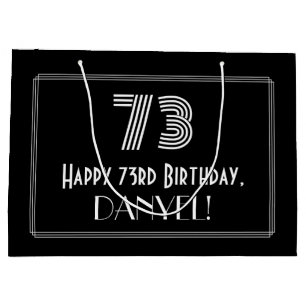 73rd Birthday — Art Deco Inspired Look "73" & Name Large Gift Bag