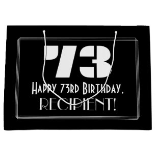 73rd Birthday ~ Art Deco Inspired Look "73" + Name Large Gift Bag