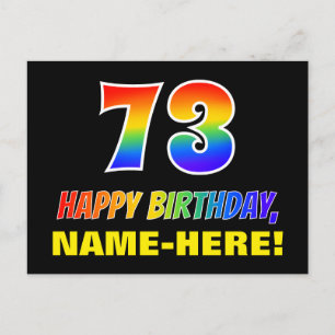 73rd Birthday: Bold, Fun, Simple, Rainbow 73 Postcard