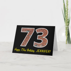 73rd Birthday - Brick Wall Pattern "73" w/ Name Card