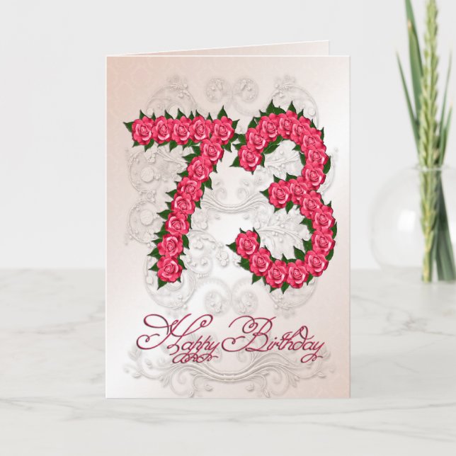 73rd birthday card with roses and leaves (Front)