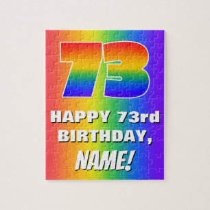 73rd Birthday: Colourful, Fun Rainbow Pattern # 73 Jigsaw Puzzle