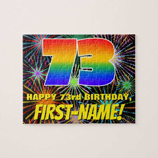 73rd Birthday: Fun, Colourful Celebratory Firework Jigsaw Puzzle (Horizontal)