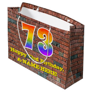 73rd Birthday: Fun, Graffiti-Inspired Rainbow # 73 Large Gift Bag