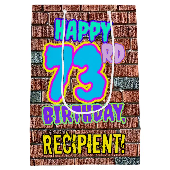 73rd Birthday: Fun, Urban Graffiti Inspired Look Medium Gift Bag (Back)