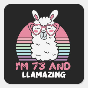 73rd Birthday Llamazing Llama 73 Year Old Birthday Square Sticker
