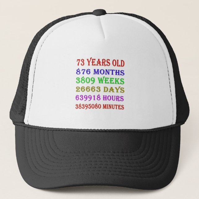 73rd Birthday Milestones Trucker Hat (Front)