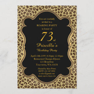 73rd,Birthday Party 73rd,Cheetah, Black & Gold Invitation
