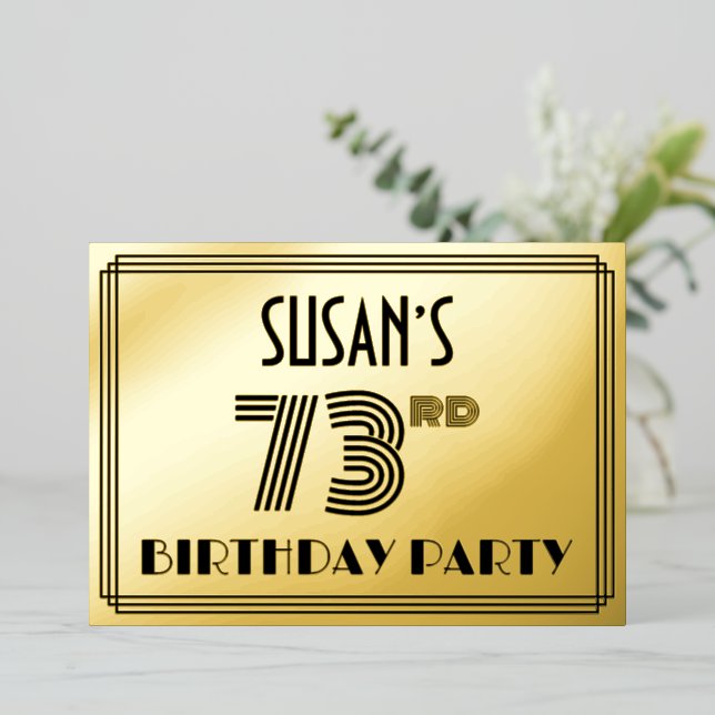 73rd Birthday Party — Art Deco Style “73” & Name (Standing Front)