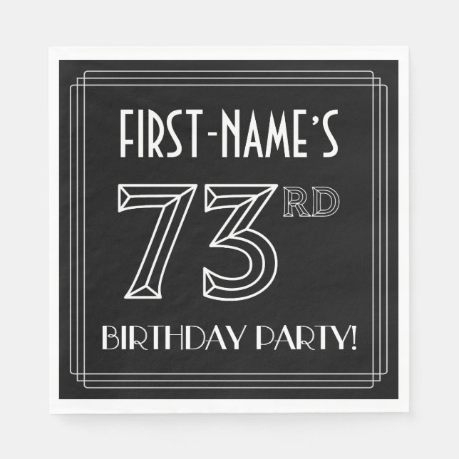 73rd Birthday Party: Art Deco Style + Custom Name Napkin (Front)