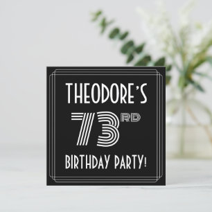 73rd Birthday Party: Art Deco Style w/ Custom Name Invitation